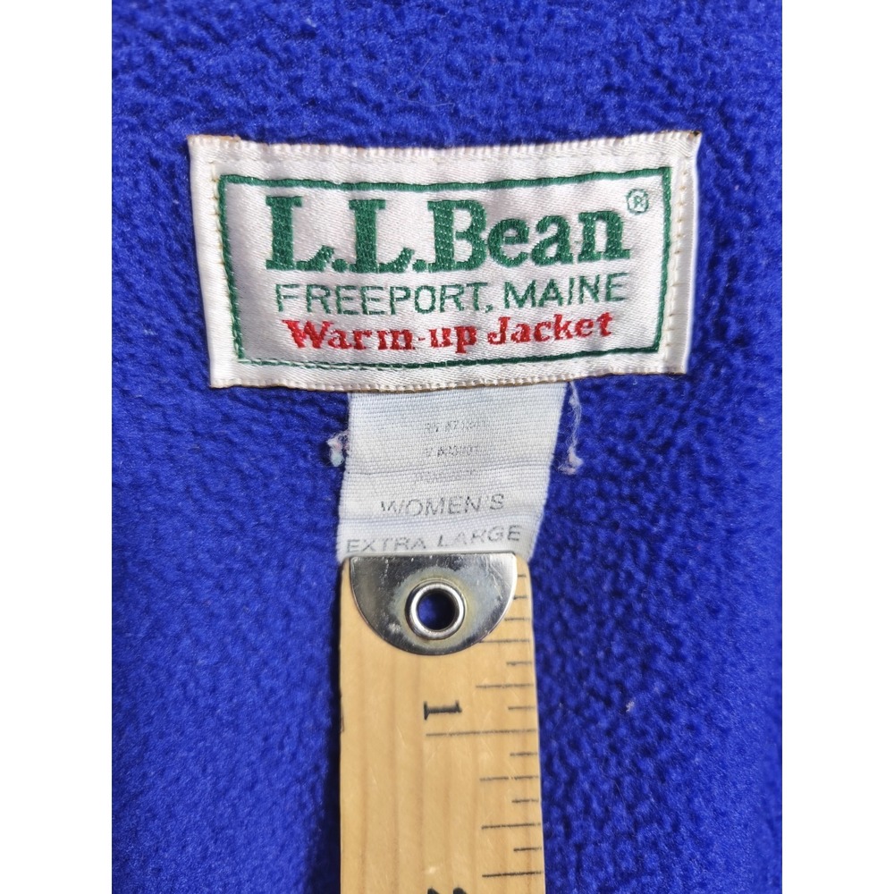 Vintage LL Bean Warm-up Jacket Teal Blue Fleece Lined Women XL Bomber Zip Up - Picture 4 of 6